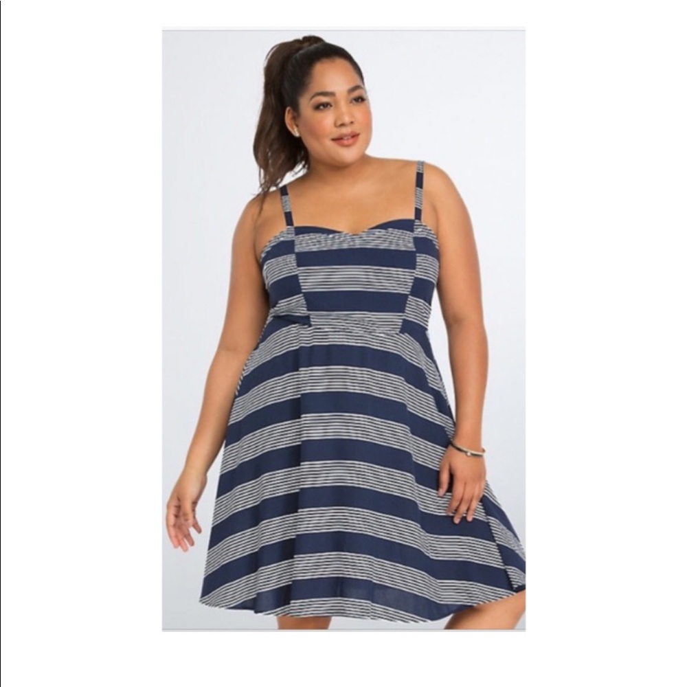 Navy and white striped sundress
